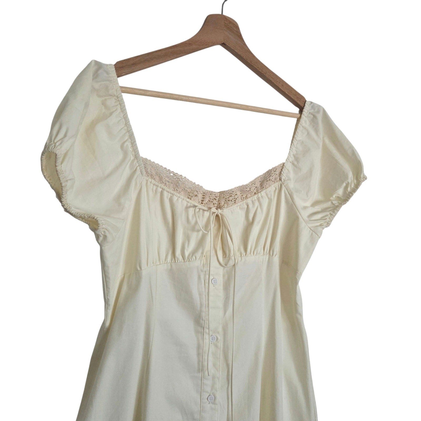 Cider Crochet Trim Tie Bodice Milkmaid Dress Coquette Cottagecore Renfair MEDIUM