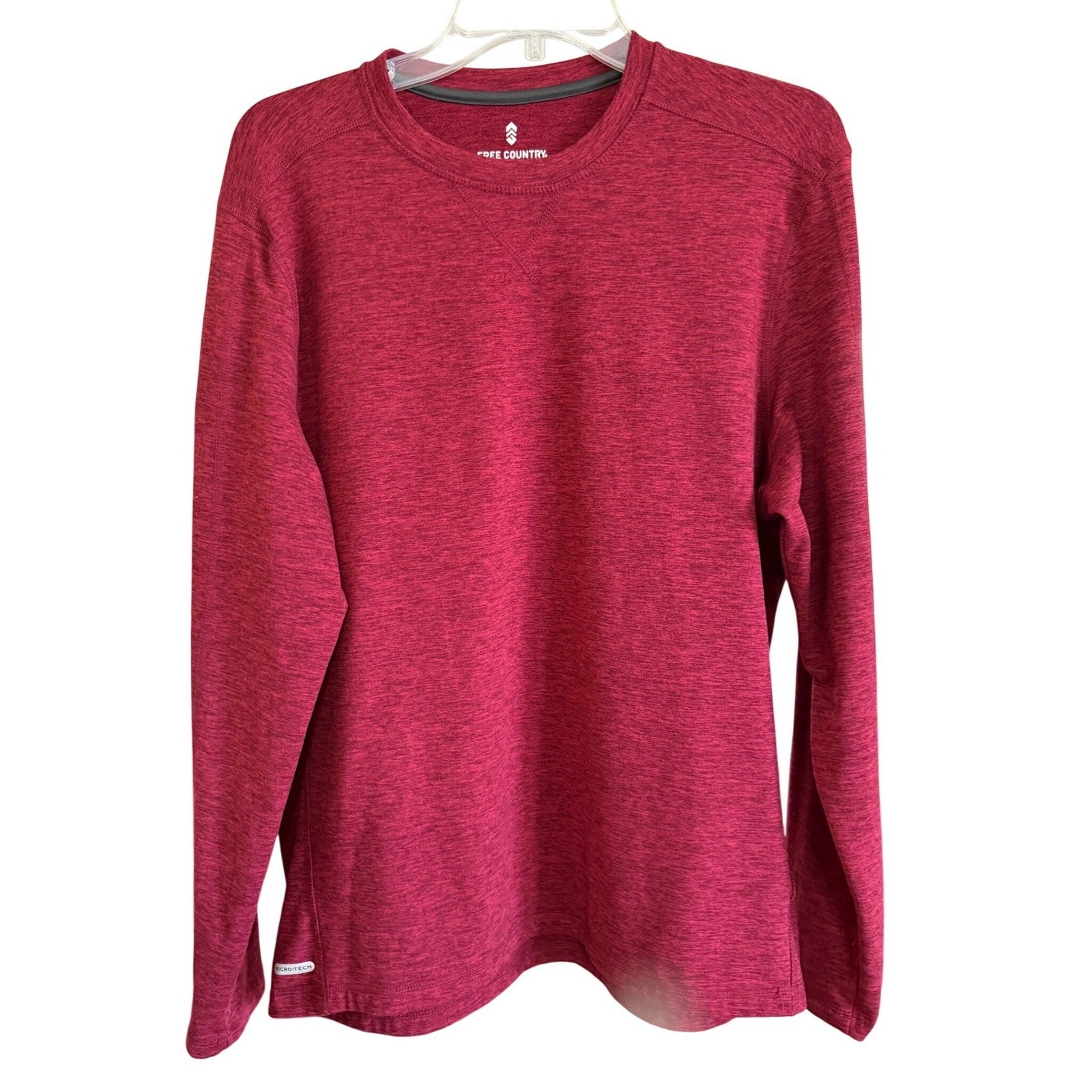 Free Country Mens Micro-Tech Long Sleeve Shirt Cabernet Space Dye Large