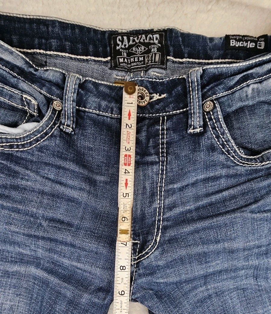 Buckle SLVG Salvage Jeans Mens 34×34 Mayhem Regular Bootcut Blue Denim