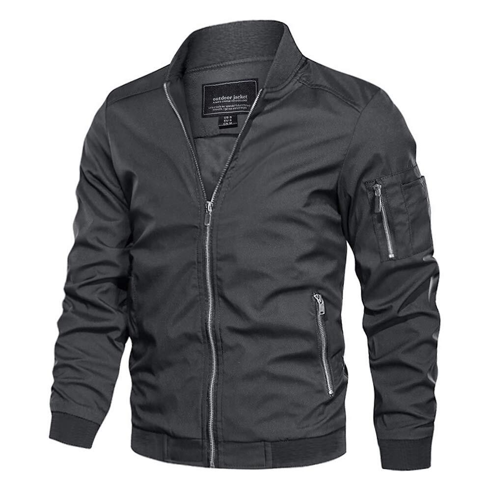 Men’s Bomber Jackets Windbreaker Winter Spring Lightweight Baseball Casual Coats