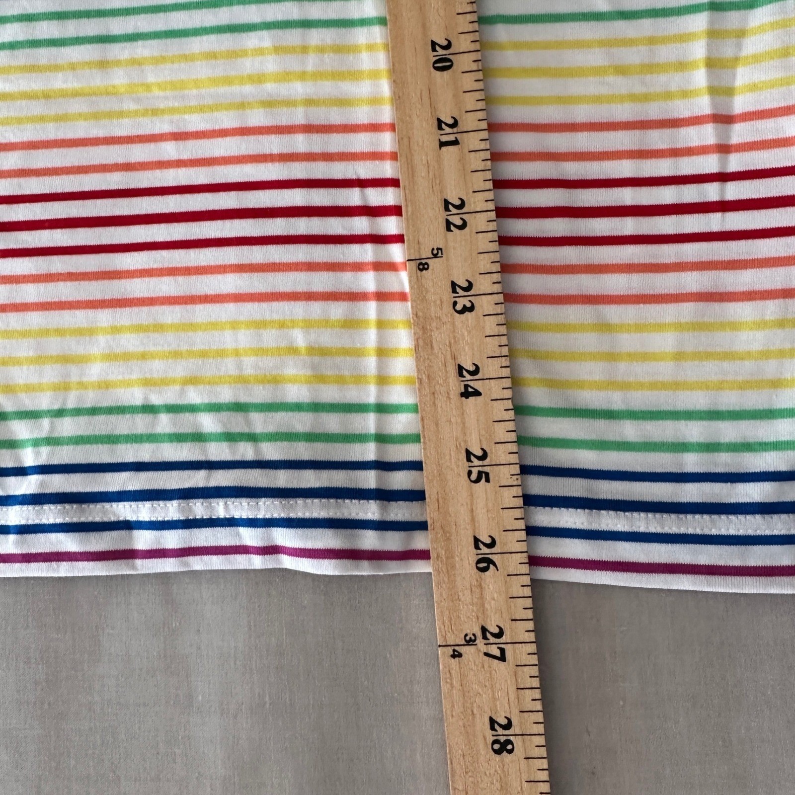 Lands’ End Women’s S Rainbow Striped V-Neck Cotton T-Shirt Multicolor 411453