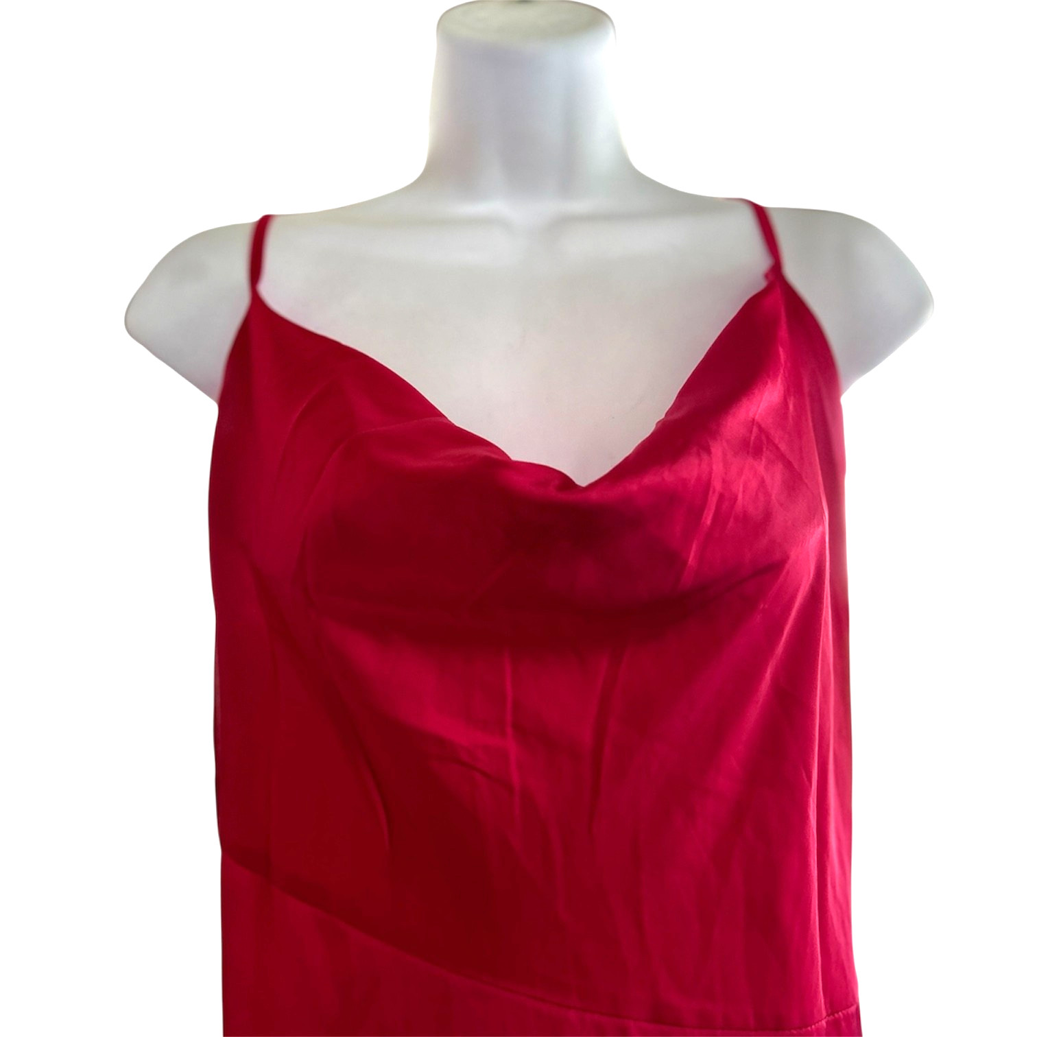 Pink LYANER Cowl Neck Semi Sheer Side Slit Dress Size Medium