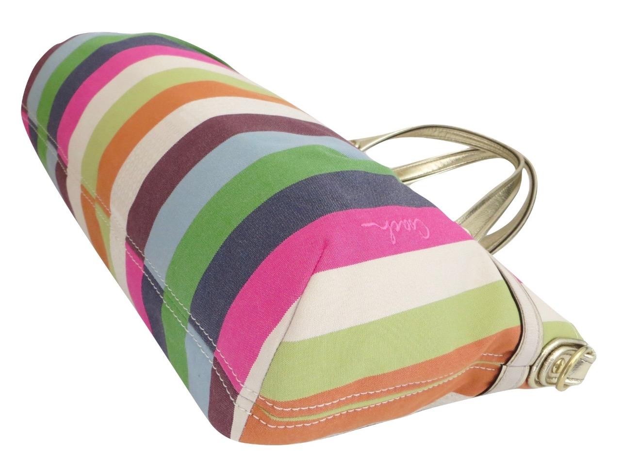 New Coach Legacy Striped Pink Green Blue Sequined Rocker Purse Crossbody RARE!