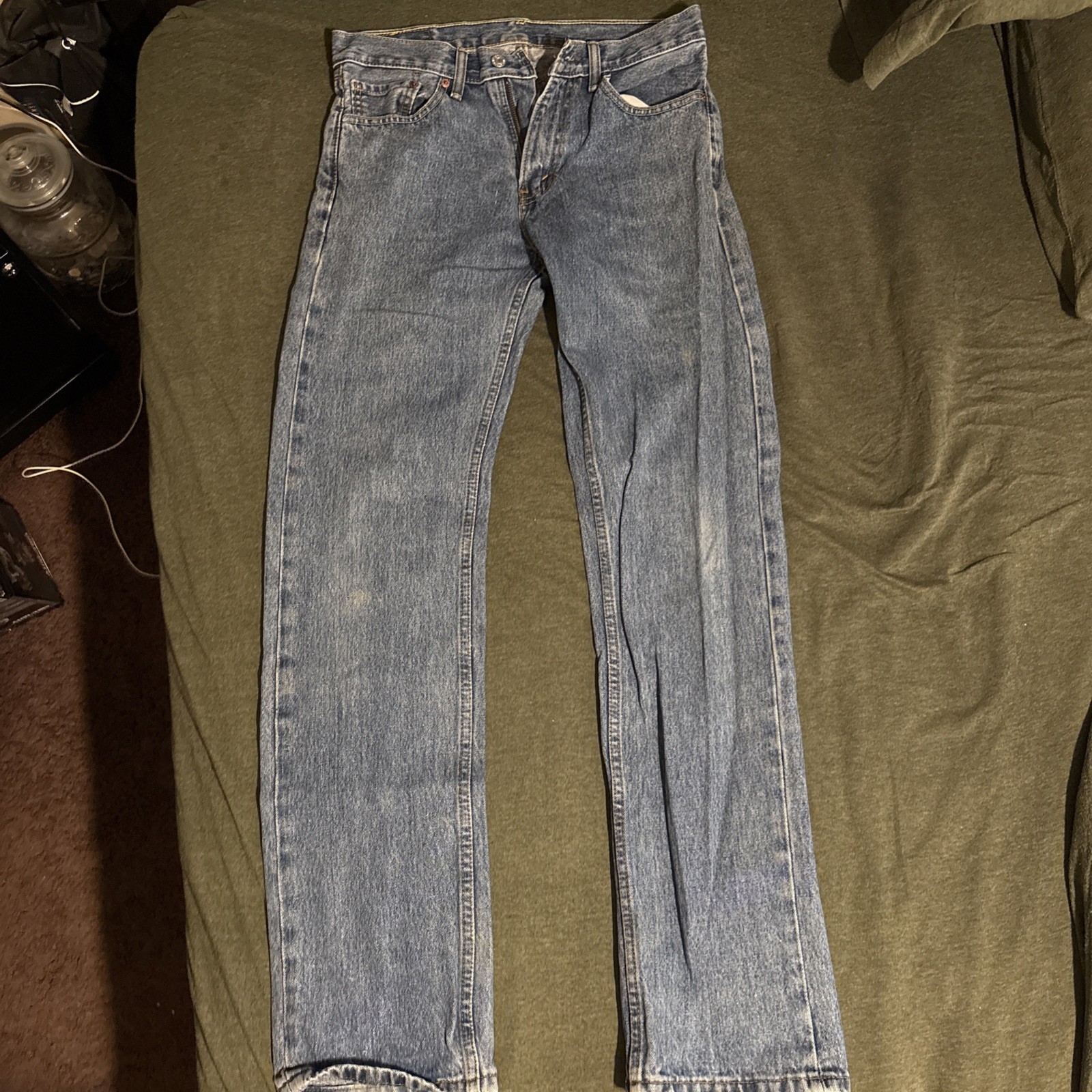 Levis 505 Regular Fit Straight Leg Jeans Mens 30 X 34 Medium Wash Blue Denim