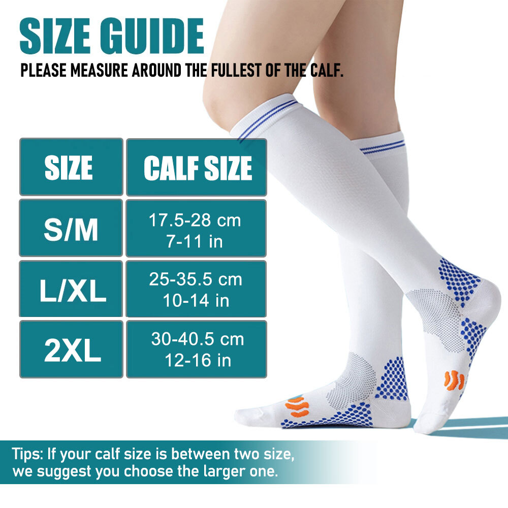 3 Pair Neuropathy Compression Socks For Unisex Calf High Solid Support Stockings