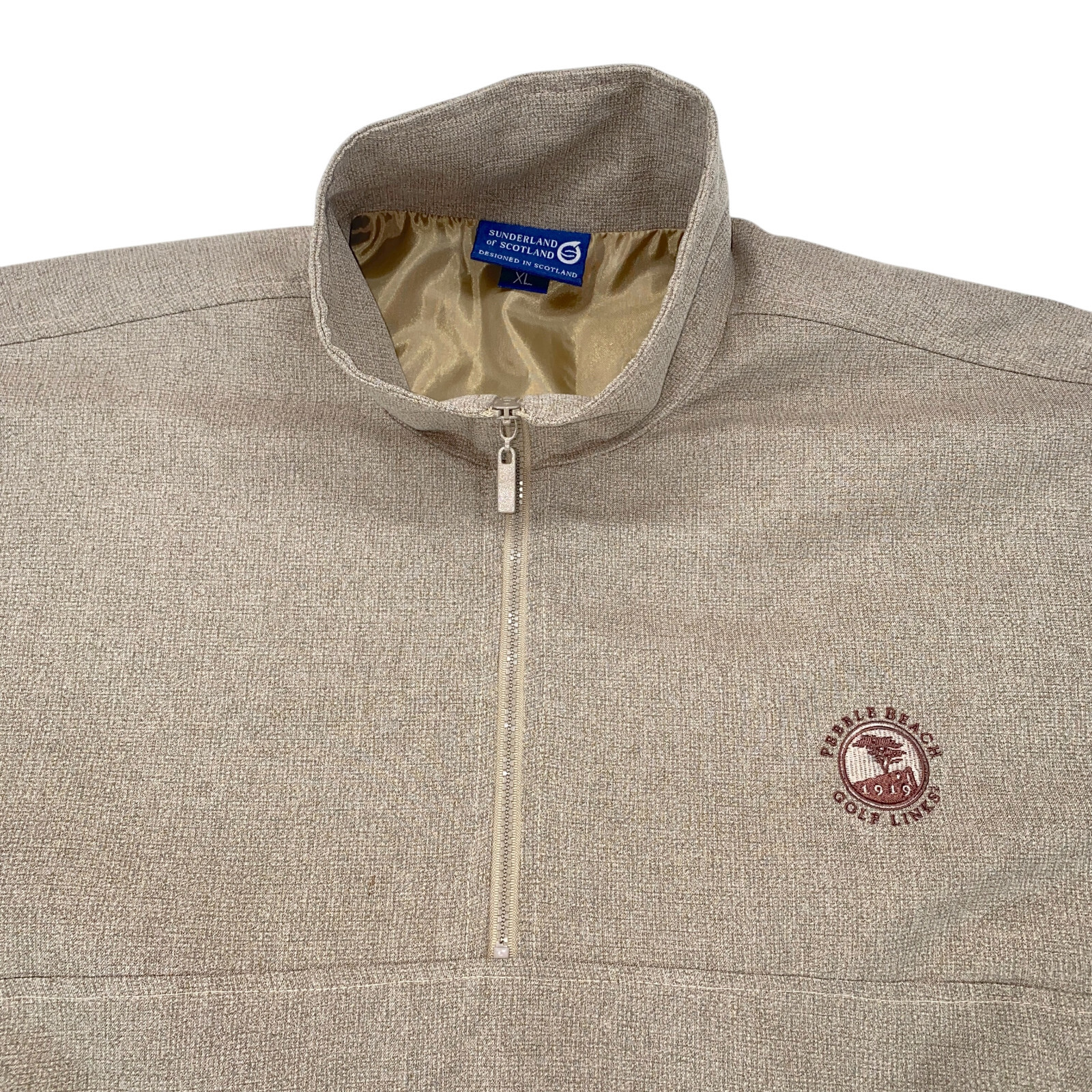 Pebble Beach Sunderland Scotland Golf Jacket XLarge Brown Pullover Quarter Zip