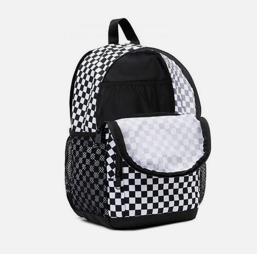 Vans Alumni Backpack Checkered University College School Bag Black White Red