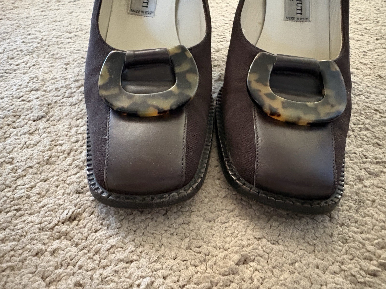Claudia Ciuti Banrie Brown Pump Tortoise Shell Buckle EU Size 37 US Size 6.5-7