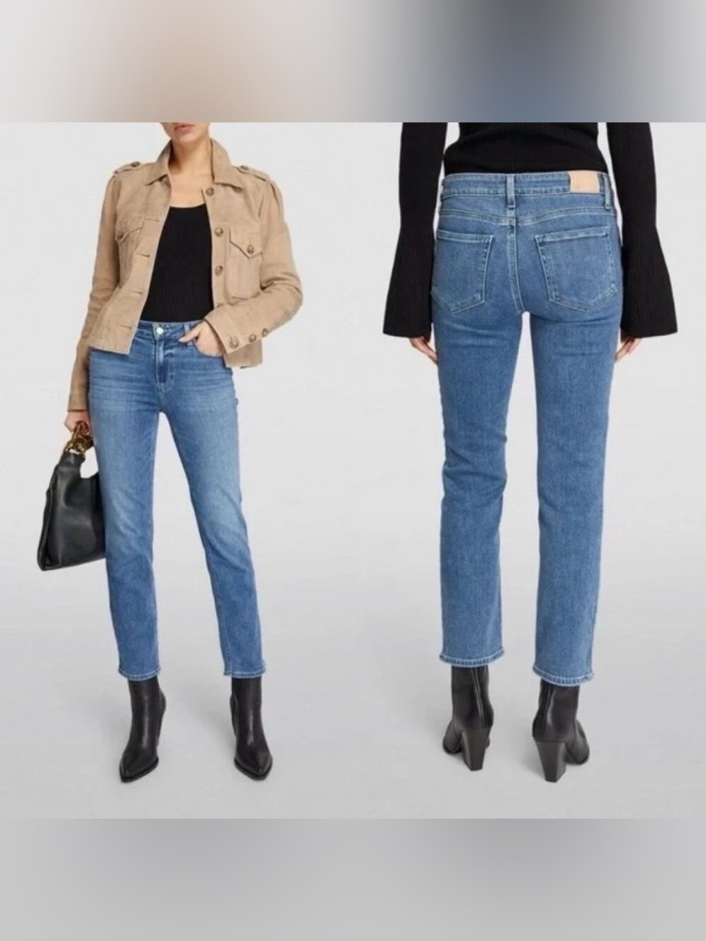 PAIGE Amber NWT Mid Rise Straight Ankle Tapestry Blue Jeans Size 30