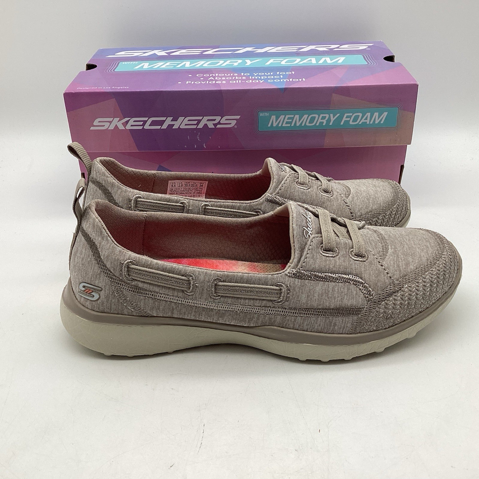 Skechers Memory Foam Women’s 5.5 Microburst Topnotch Taupe 23317 New With Box