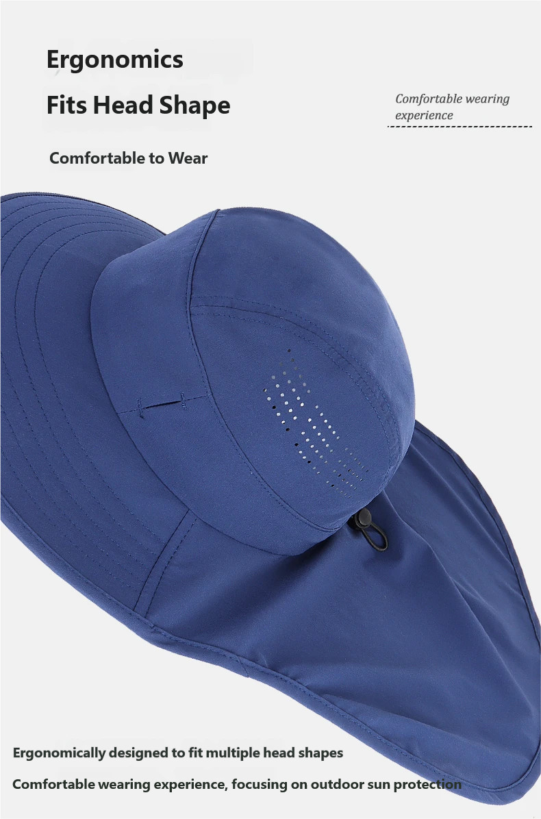 Wide Brim Baseball Sun Hats Cooling Neck Guard Cap for Hiking Fishing with Flap