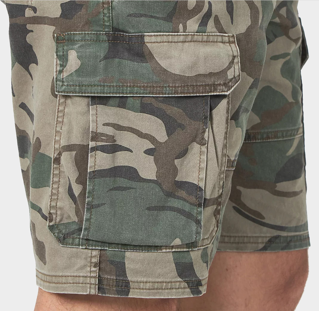 Men’s Wrangler Relaxed Fit Cargo Shorts w/ Stretch Green Brown Camo CHOOSE SIZE