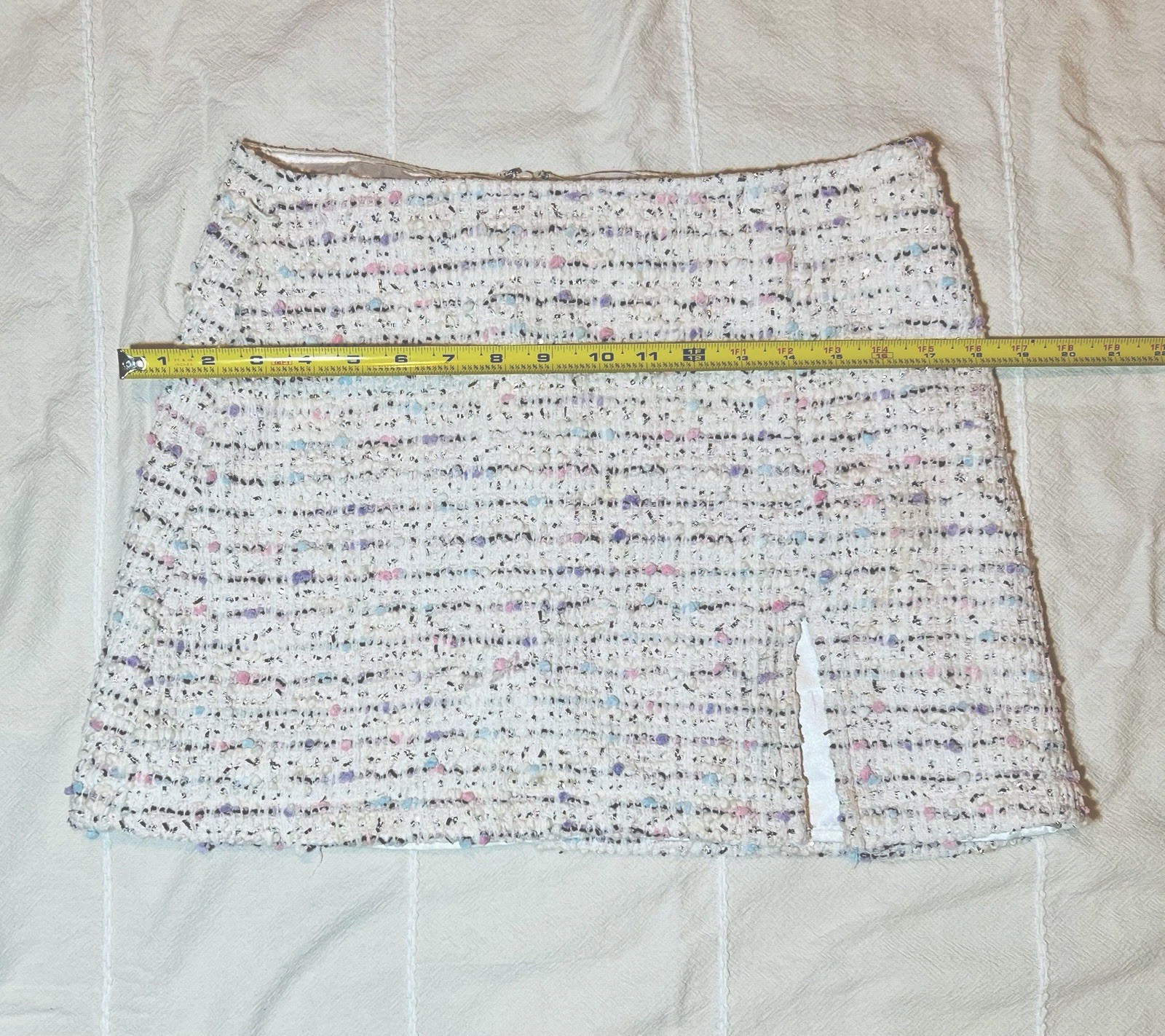 Olivaceous Tweed Mini Skirt Womens Small White Multicolor Boucle Chic