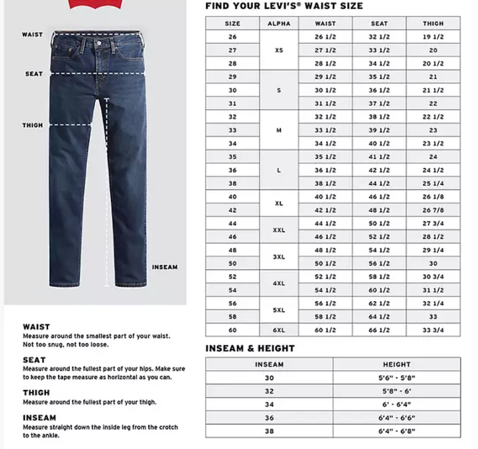 Levi’s Premium 501 Selvedge Jeans Slim Taper Men’s Sizes 100% Cotton Denim