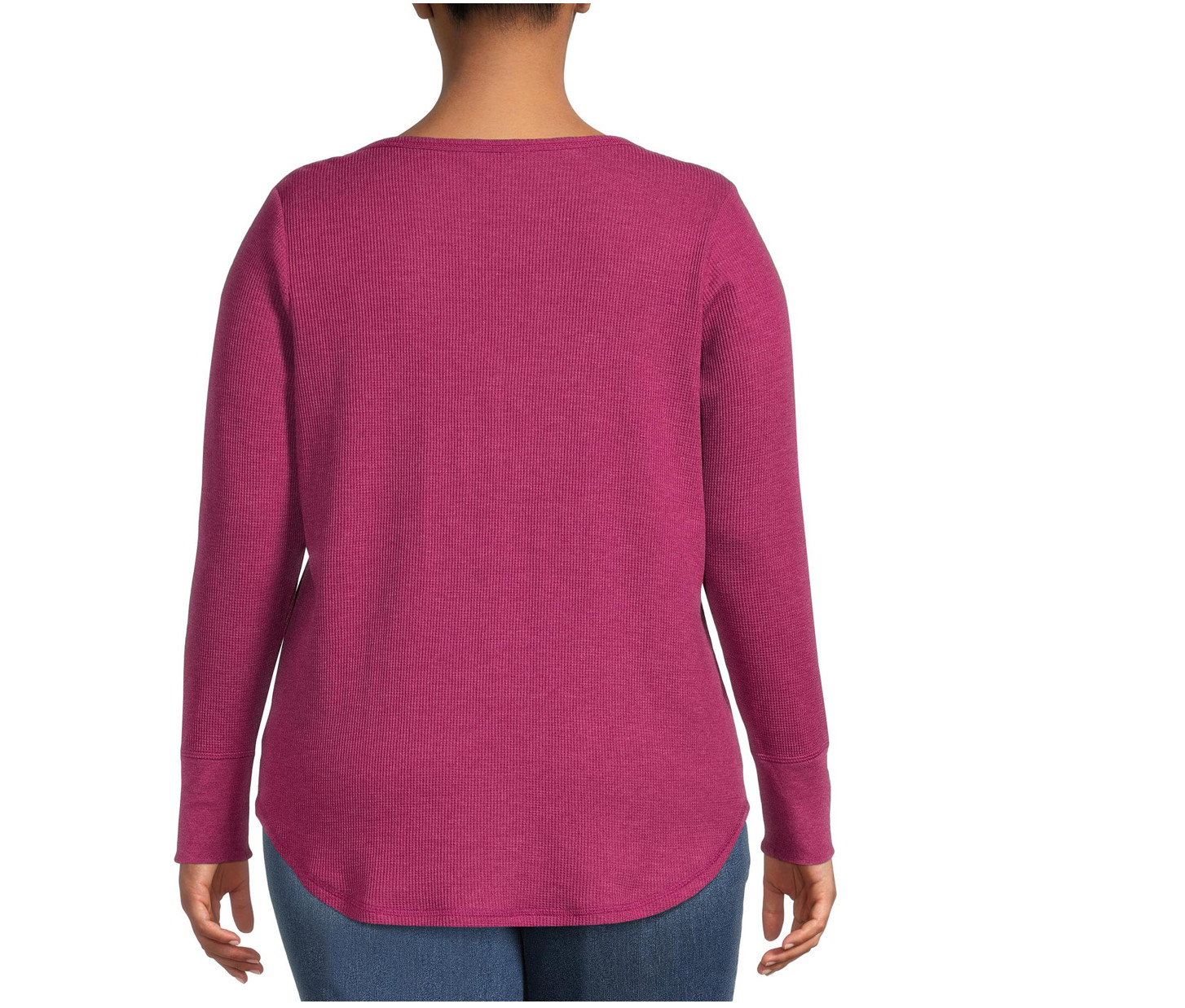 Terra & Sky Women’s Plus Size Long Sleeve Waffle Top – CHOOSE COLOR, 1X-5X