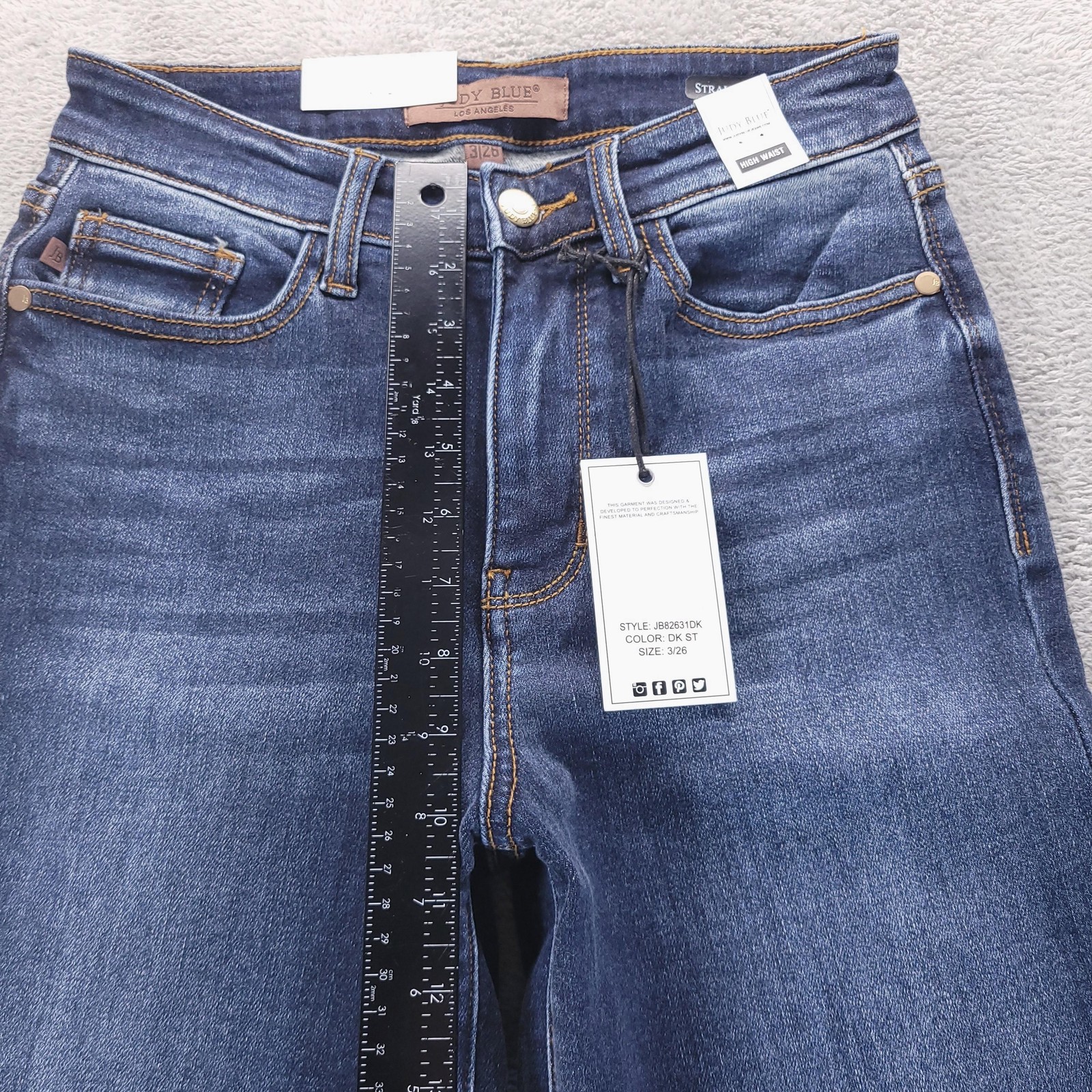 Judy Blue Jeans Womens 26 Blue High Rise Straight Dark Wash Stretch Denim