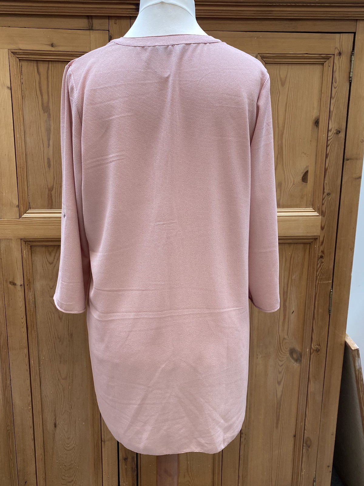 Roman Originals Light Pink Long Tunic Top Notch Neckline & Decorative Button 16