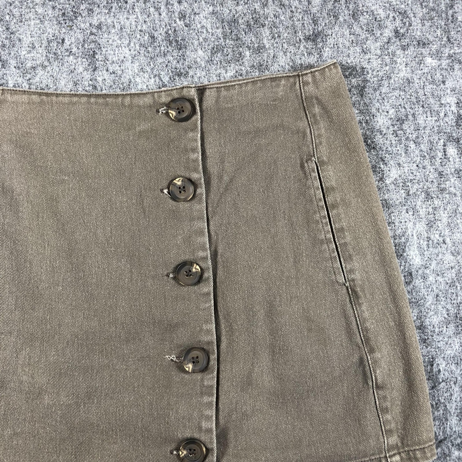 Chloe & Katie A Line Mini Skirt Womens XL Brown Button Front Twill Cotton