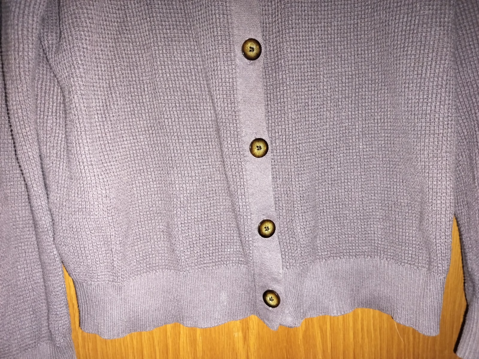 Eddie Bauer Cardigan Thermal Purple Size Large Long Sleeve Elbow Pads