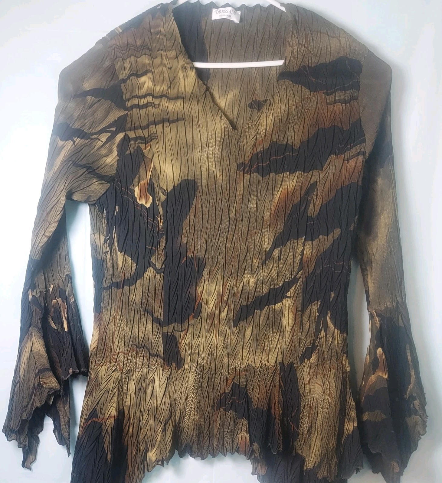 Dress U Ii By Sharon Camo Asymmetrical Crinkle Top Women 3x Fairy Whimsy Goth