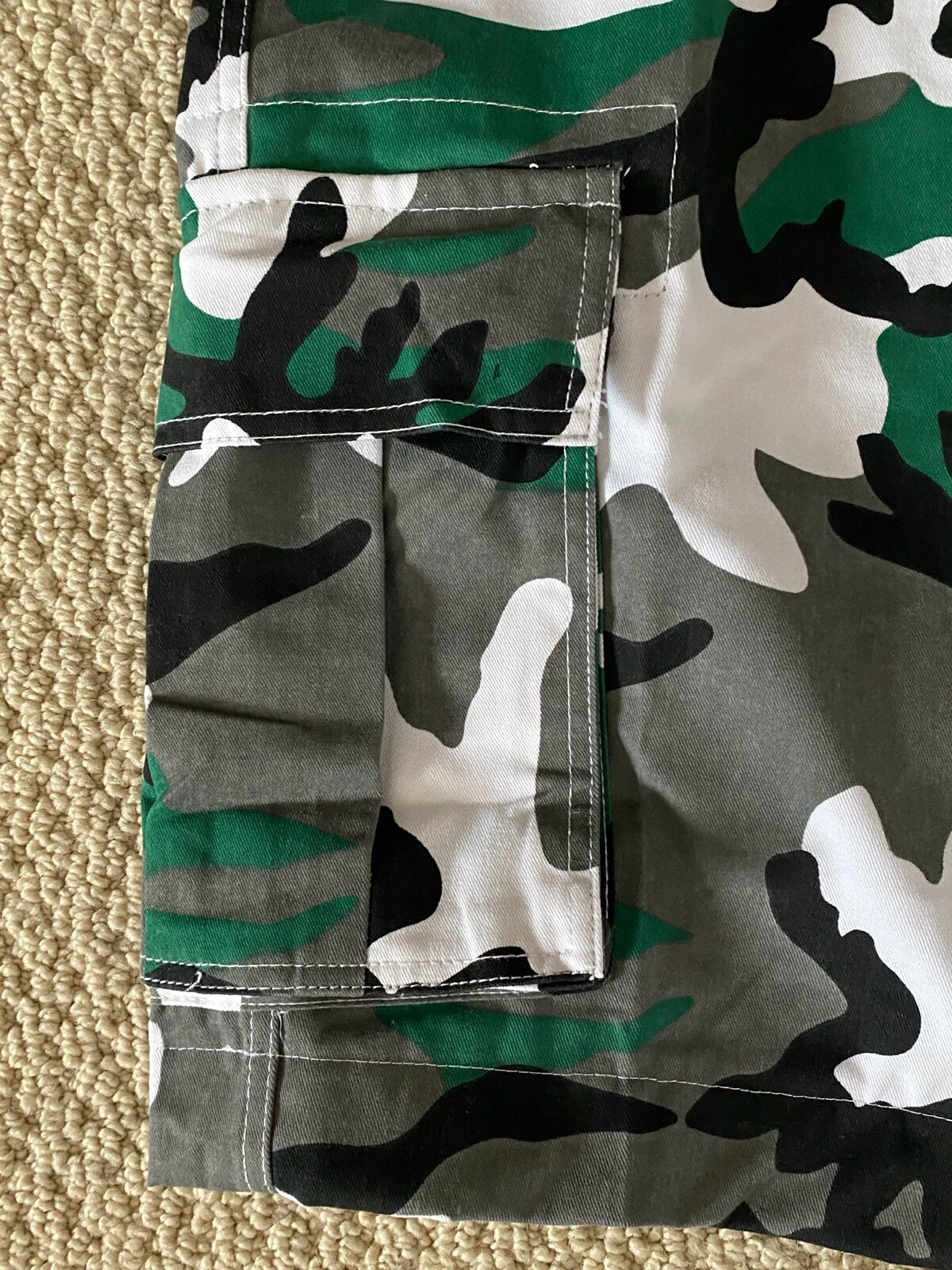 NWT Men’s Nathan Green White Camouflage Camo Belted Cargo Pocket Shorts ALL SIZE