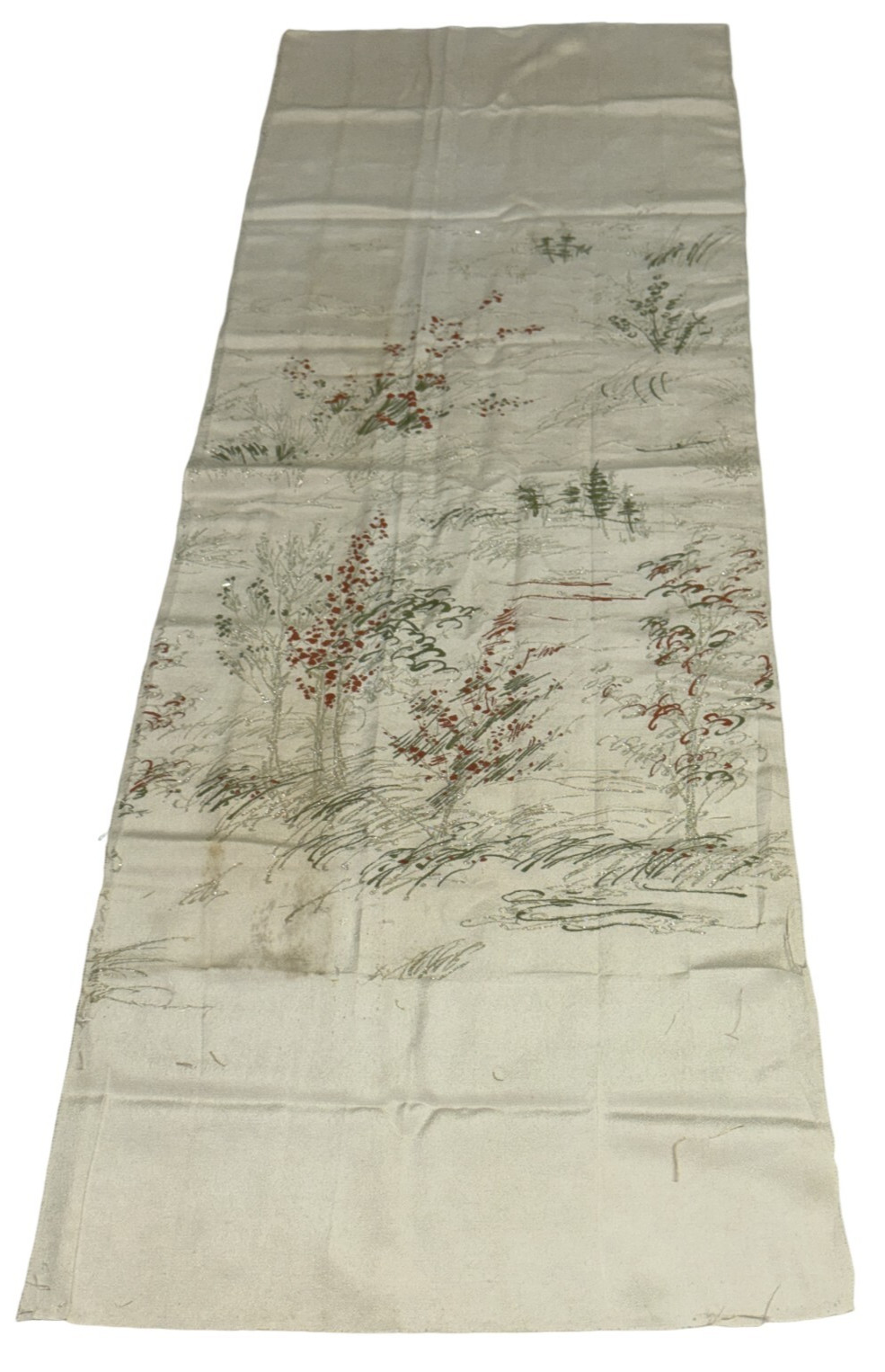 Japanese Vintage Kimono Fabric cloth Boro silk beige tradition Dirt 44.4×13.7in