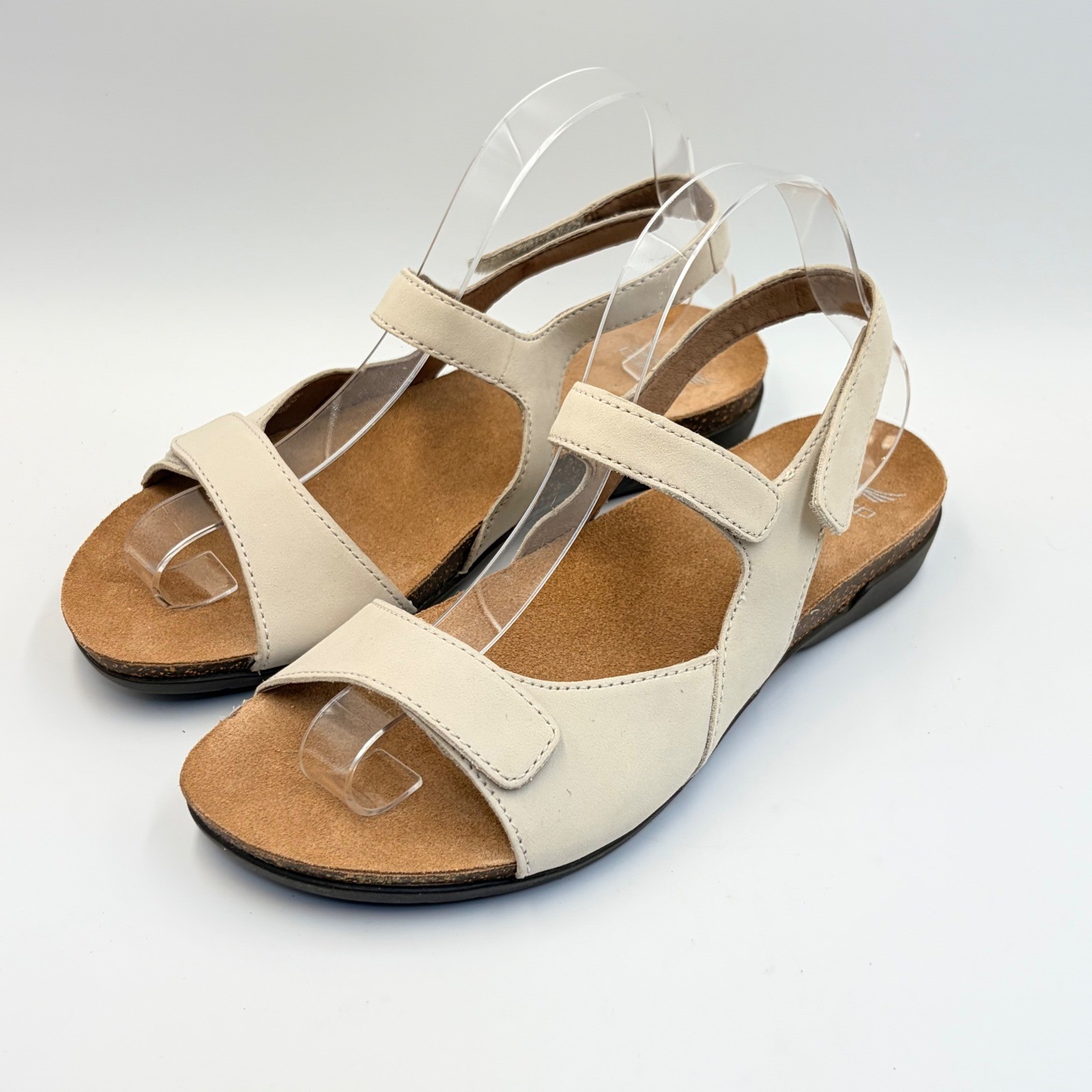 Dansko Ronda Cork Sandals Nubuck Ivory Triple Strap Comfort Womens 40 US 9.5-10