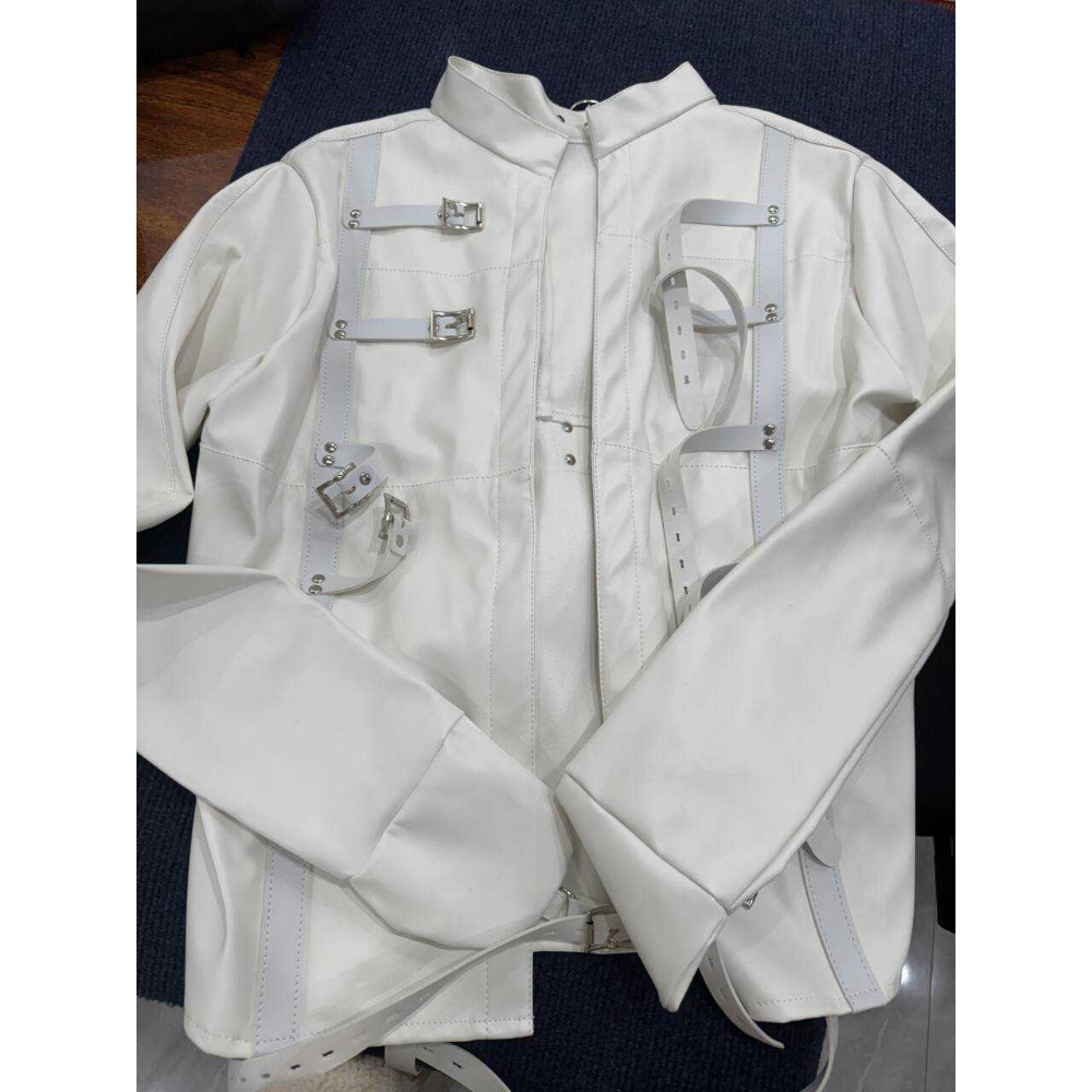 White Asylum Straight Jacket Costume S/M L/XL BODY HARNESS Restraint Armbinder