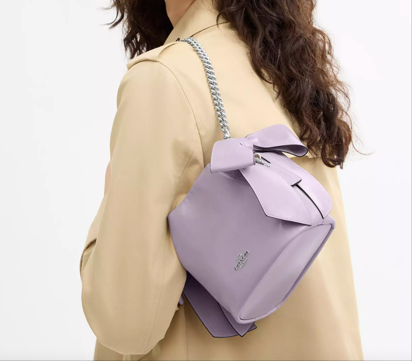 NWT Coach Faye Mini Drawstring Bag With Bows CEL03 Light Amethyst