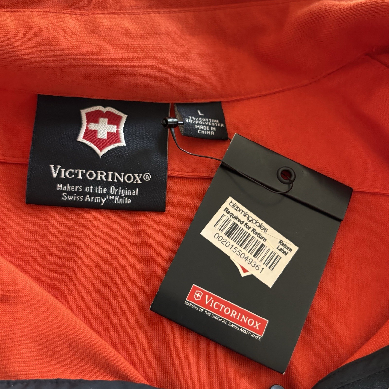 Victorinox Men Large Swiss Army Red Sweater 1/4 Zip Elbow Patch Cotton Blend NWT