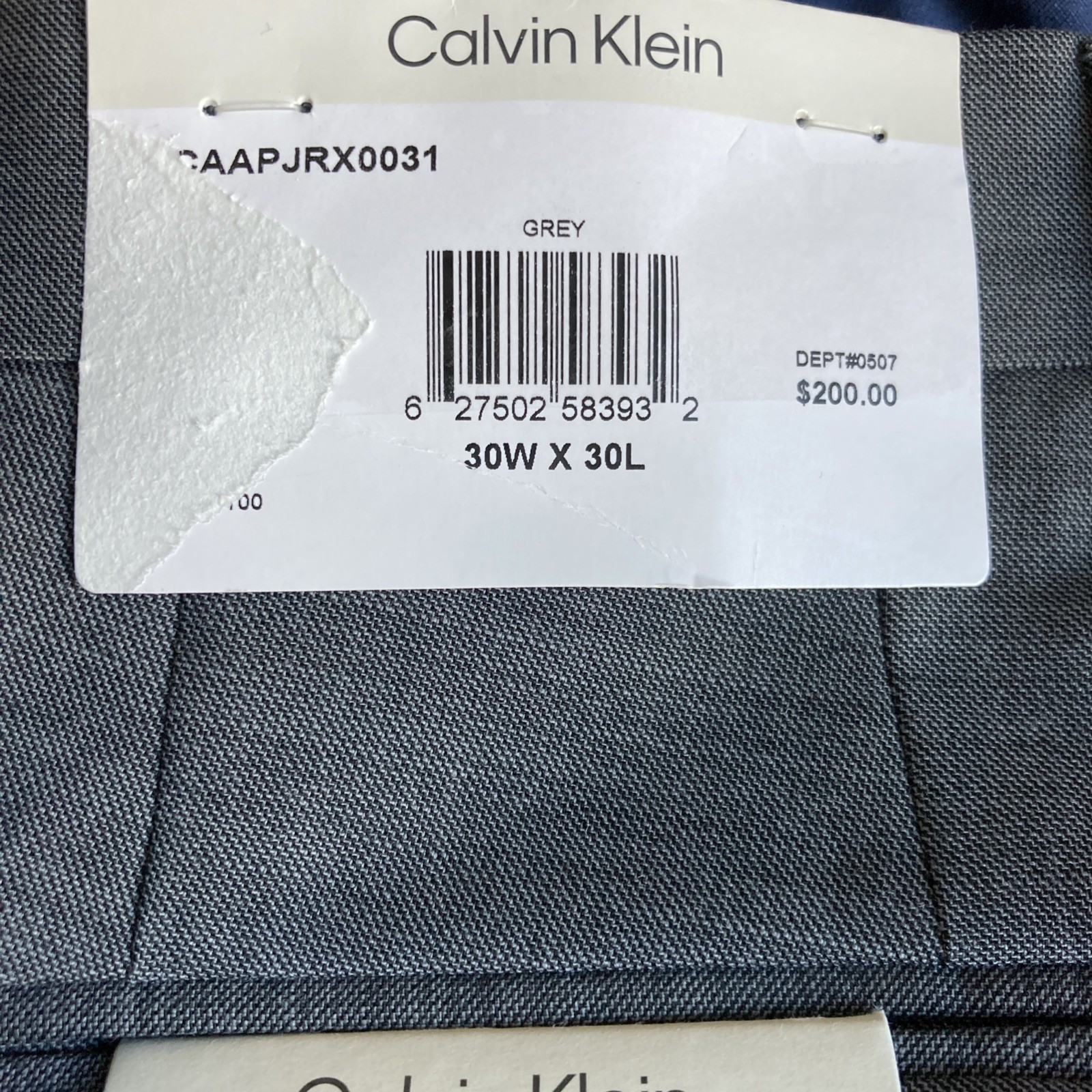 Calvin Klein Men’s Slim-Fit Wool-Blend Stretch Suit Pants Size 30W x 30L Gray
