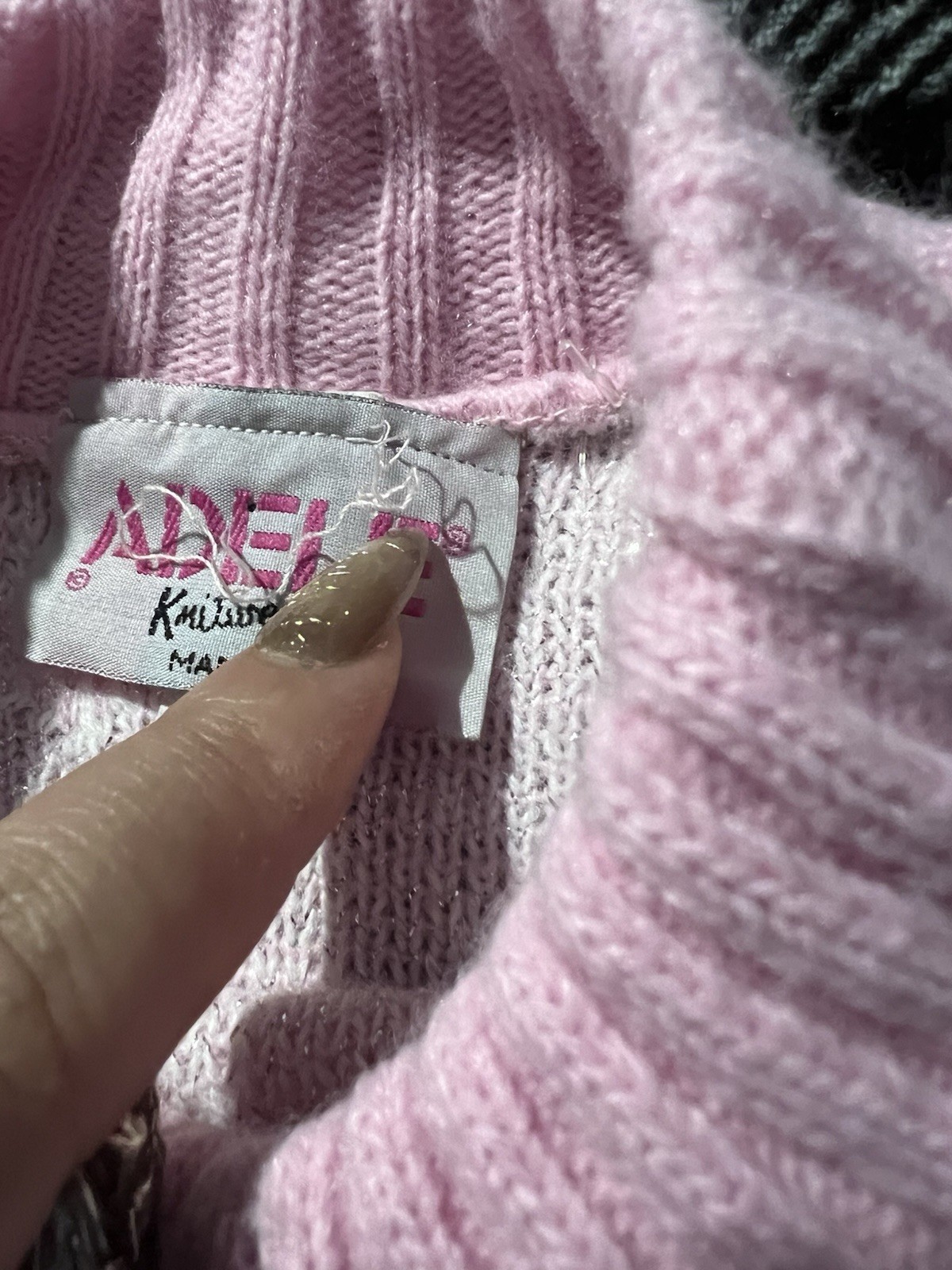 Vtg 80s Adele fairy kei Knitwear sweater Dalmatian Heart Sweater L/XL *READ*