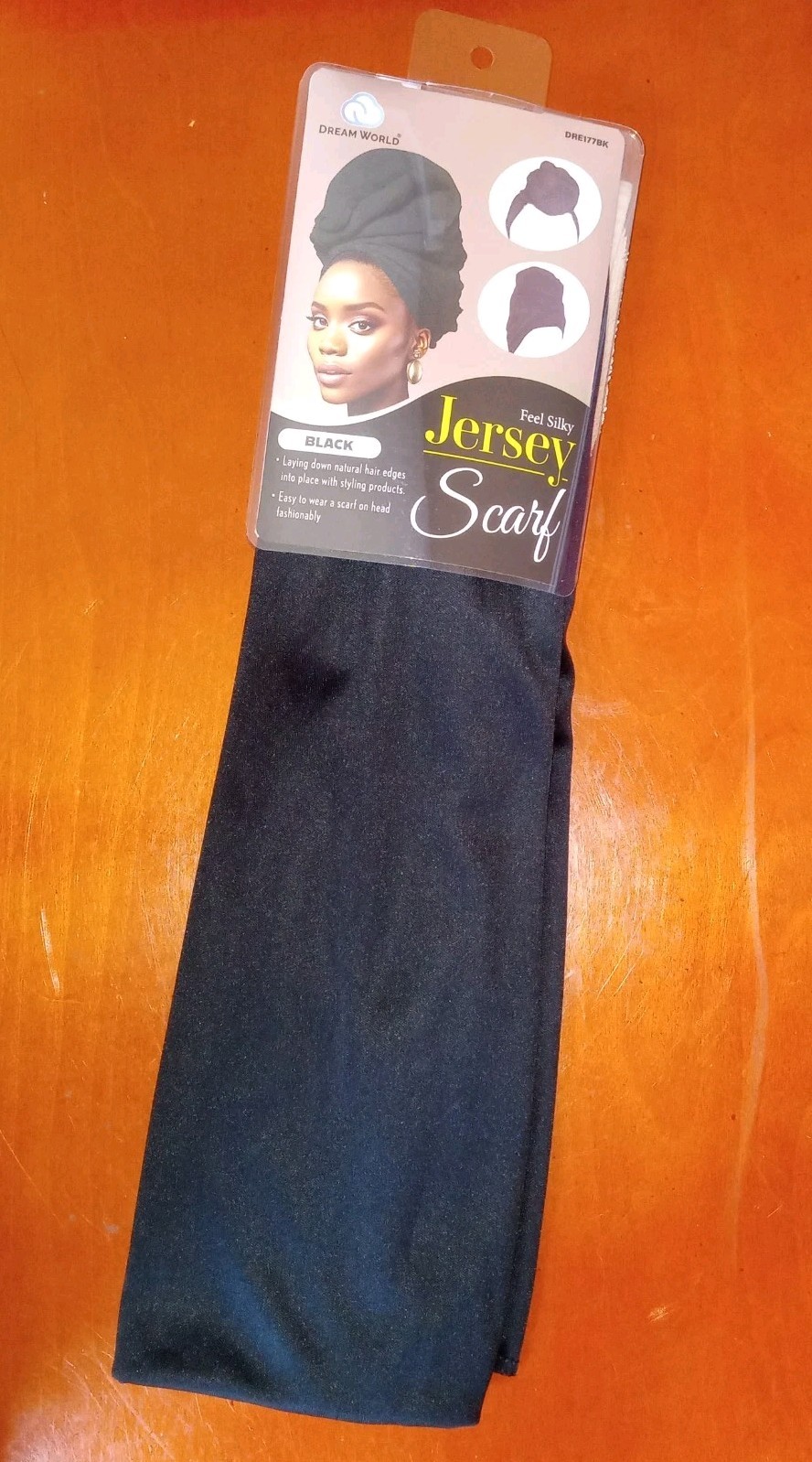 Dream World Silky Feel Jersey Scarf/Head Wrap, #DRE177BK, See Size Details Below
