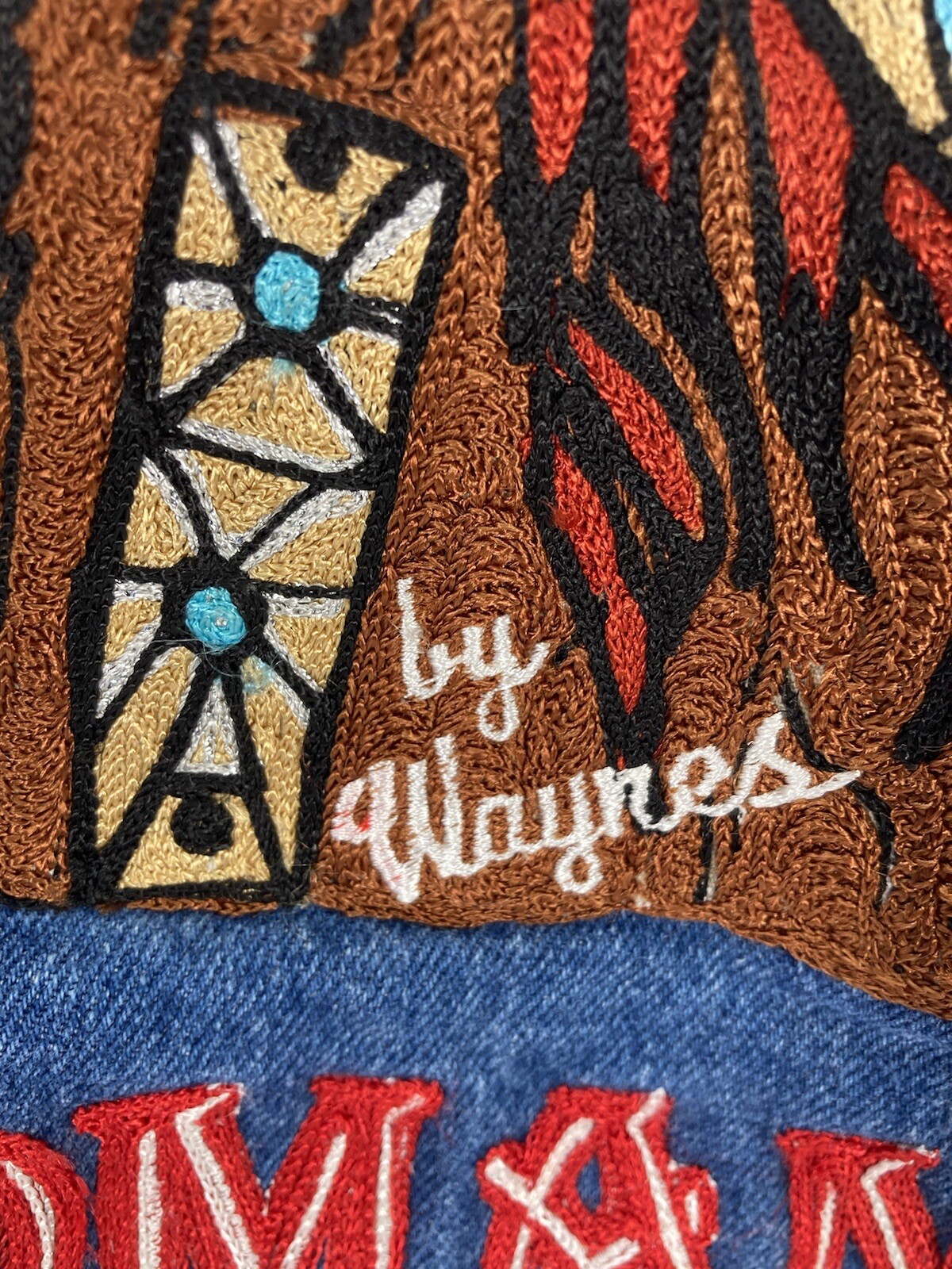 Comanche Chief Denim Trucker Jacket Men Size Small Embroidered Button VTG Unique