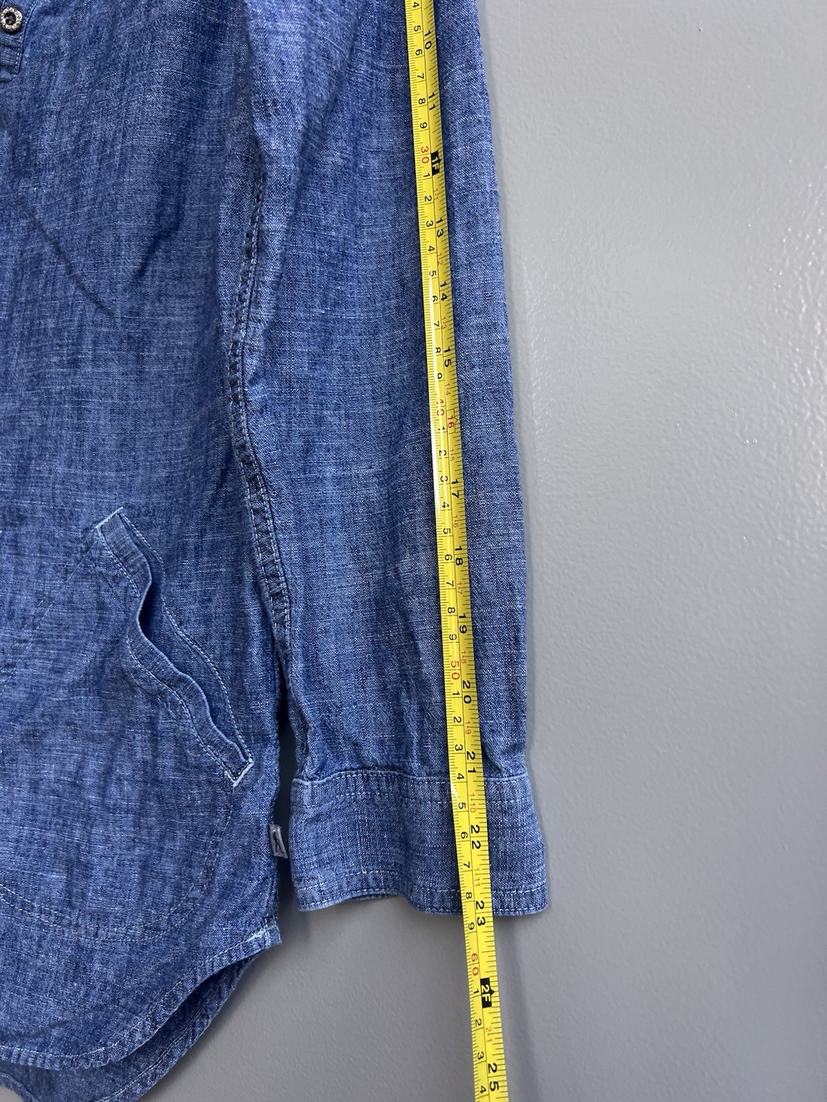 Royal Robbins Chambray Linen Blend Popover Gorpcore Shirt Blue M Travel Safari