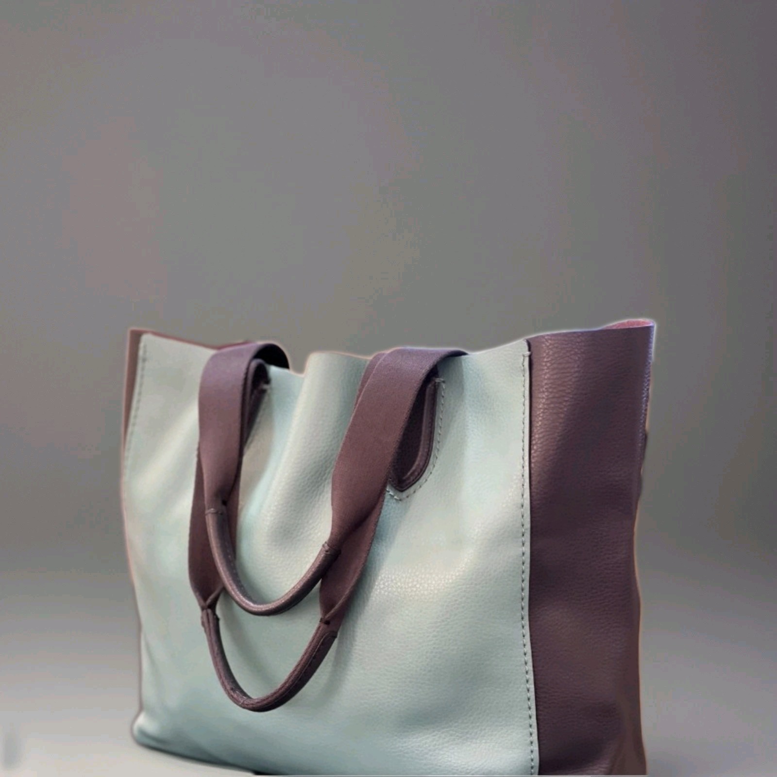 Coach Large Derby Tote Bag Colorblock Navy Teal Green 11833