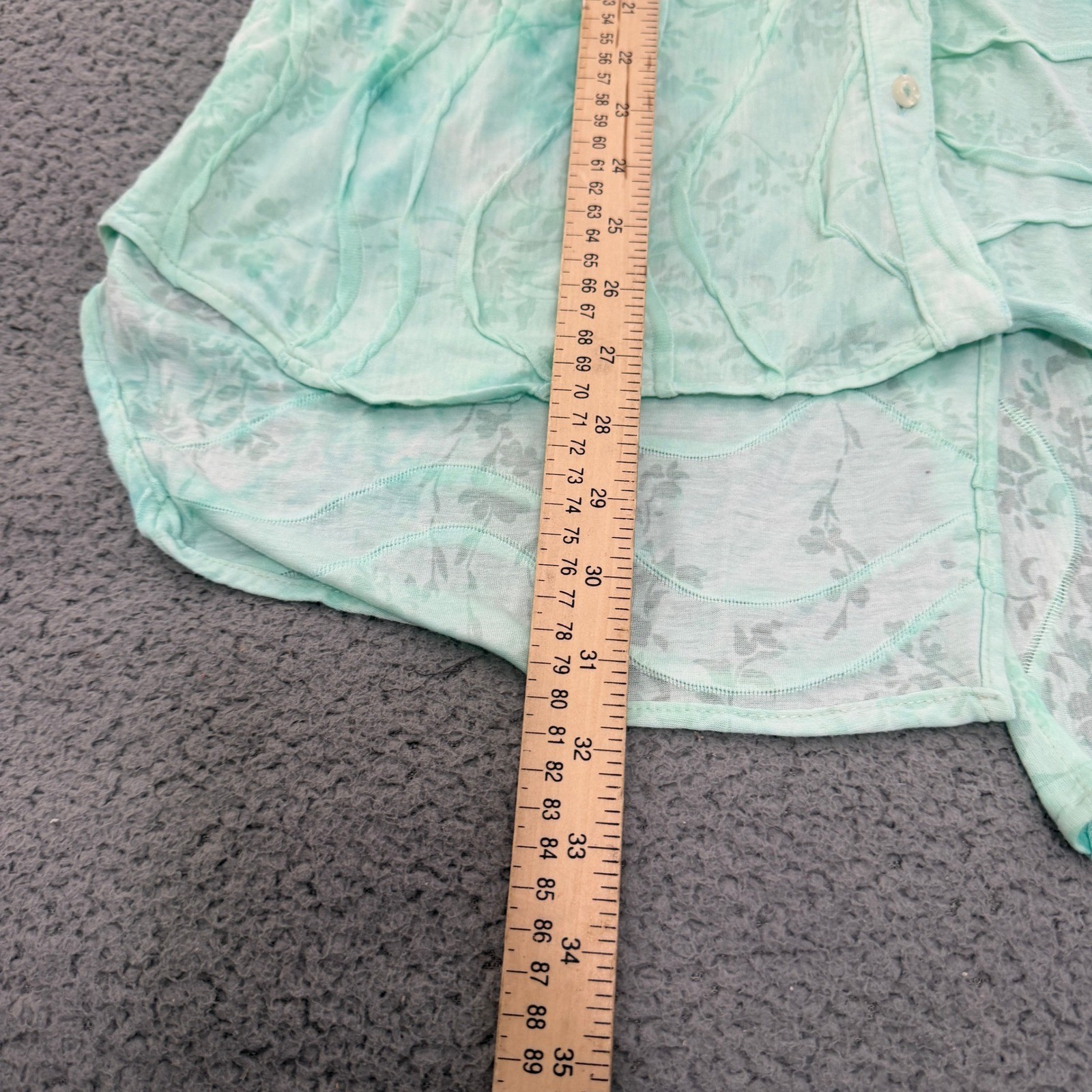 Kristin Crenshaw Blouse XL Mint Green Textured Burnout Floral High-Low Tunic
