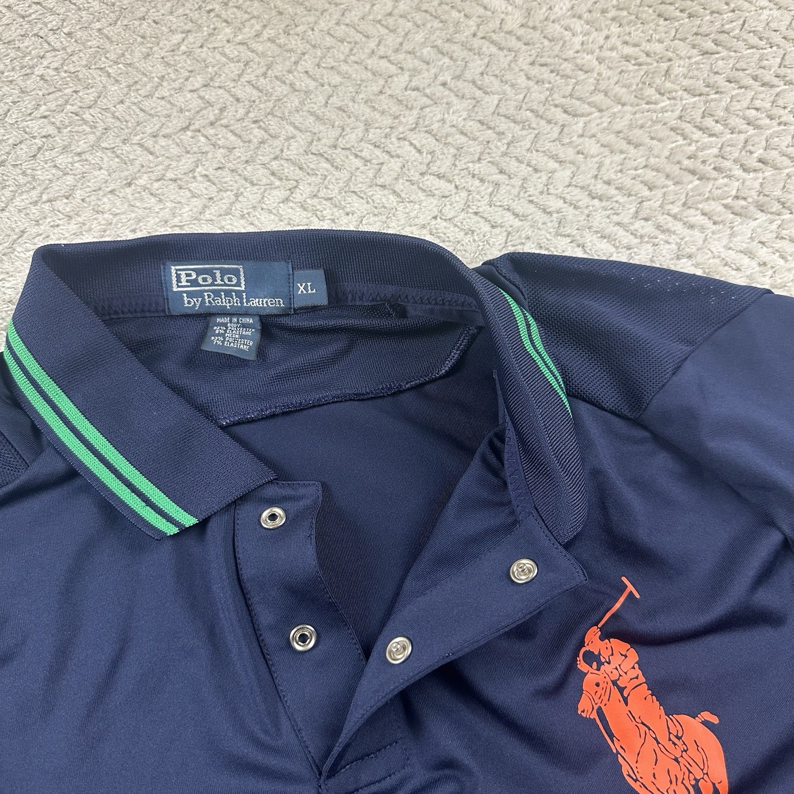 Polo Ralph Lauren US OPEN 2012 Big Pony Snap Collar Navy Polo Shirt Size XL