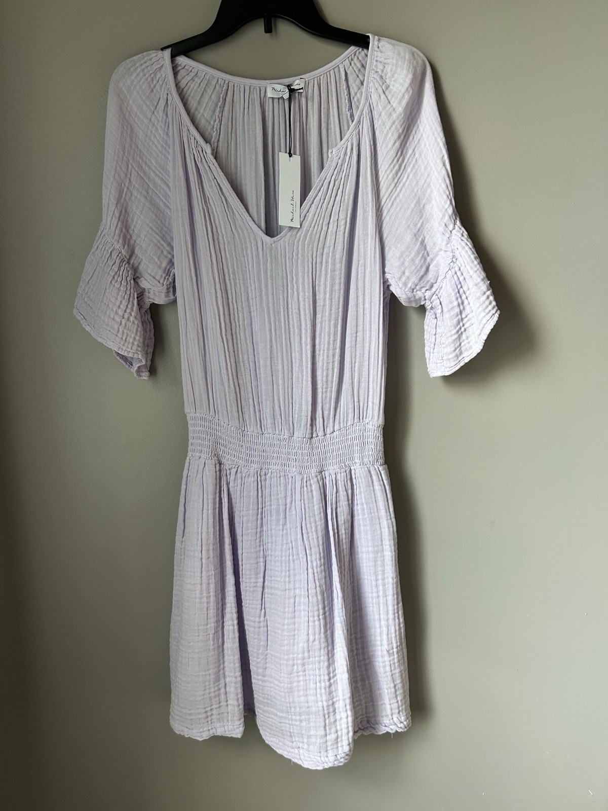 Michael Stars Amethyst Cotton Gauze Katelyn Smocked Peasant Dress S NEW M656