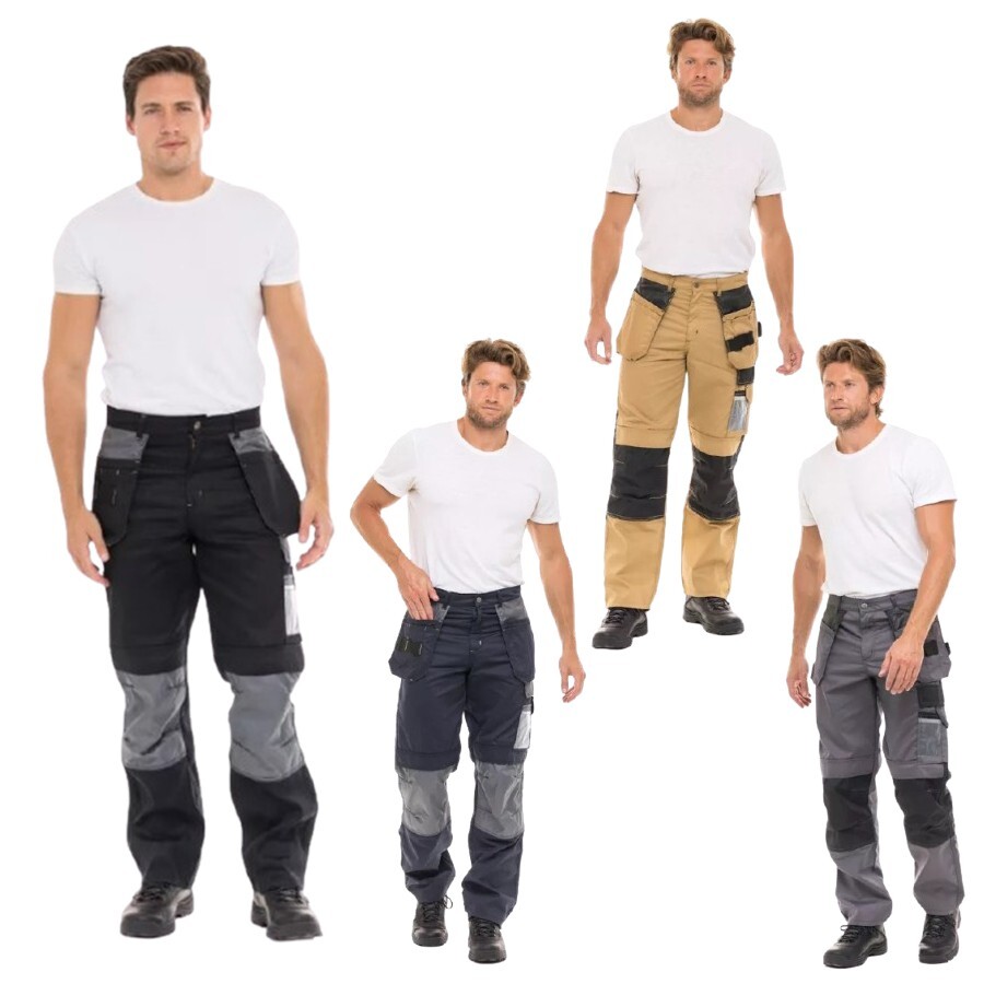 Mens Utility Cordura Cargo Heavy-Duty Work Pants Construction Work Trousers