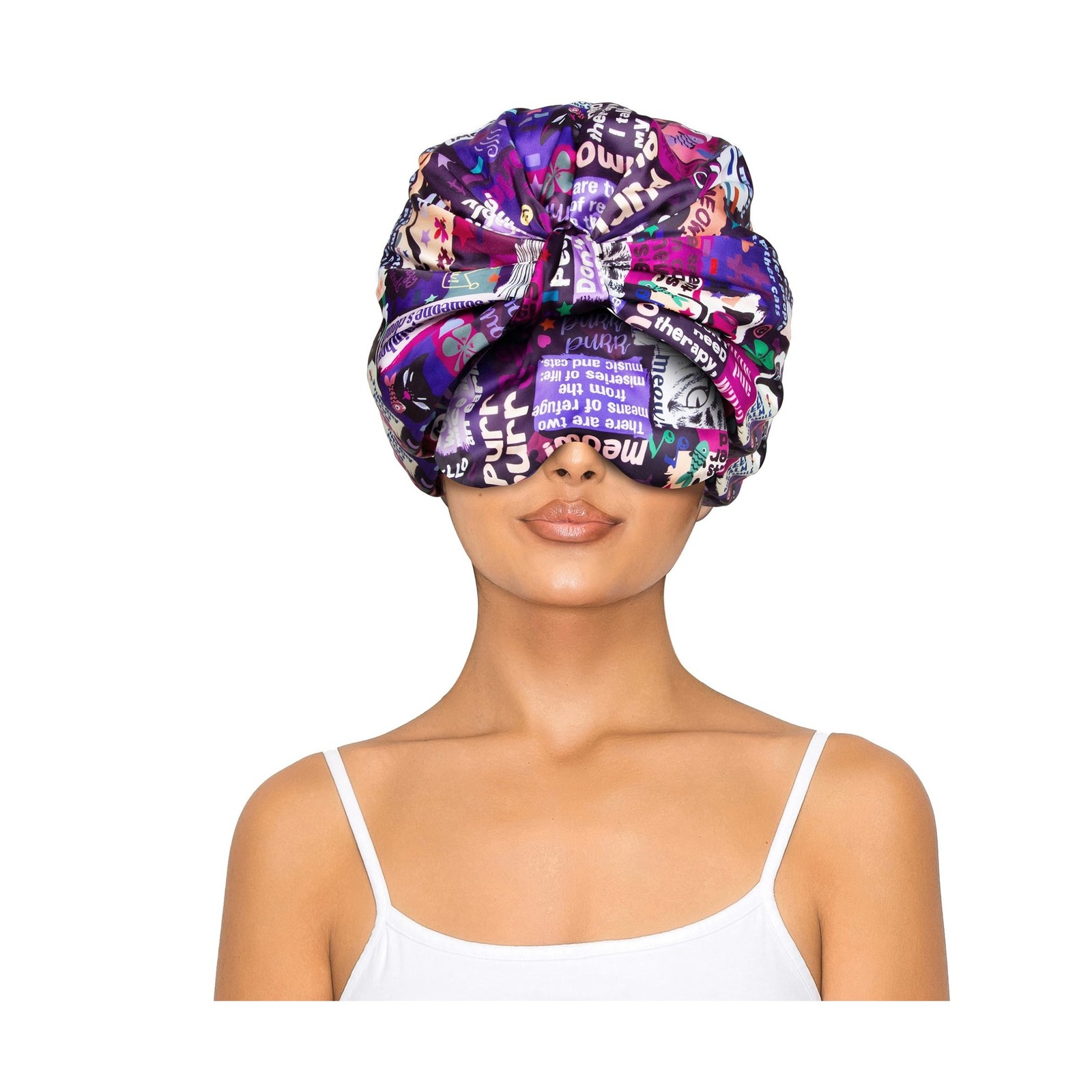 Sese Code Satin Bonnet With Eye Mask Adjustable Hair Bonnets Fo… Fast USA SHIP