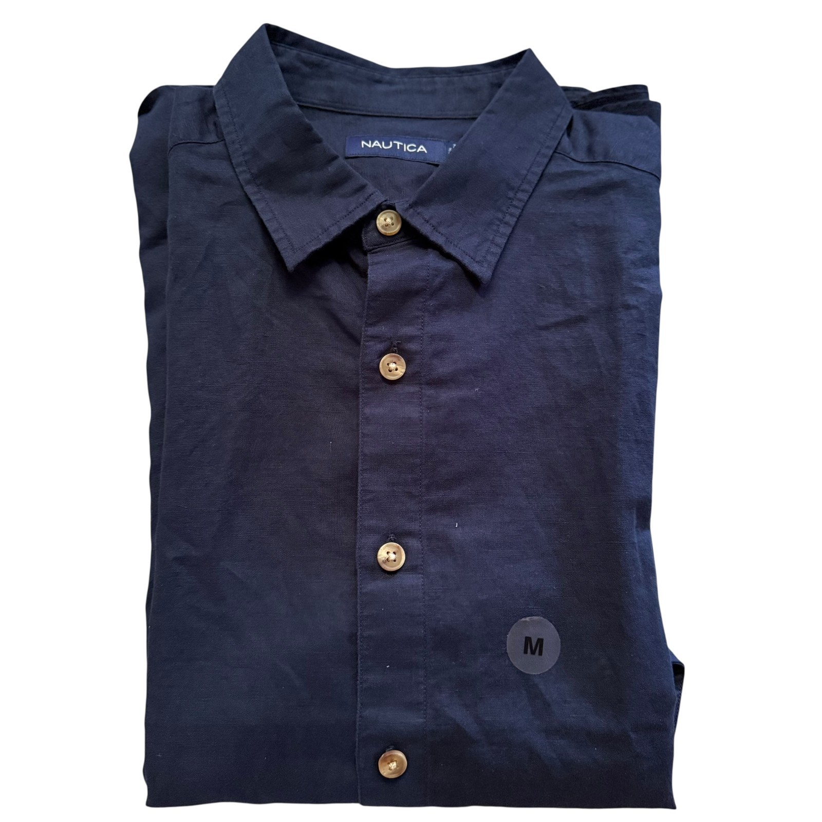 Nautica Men’s Classic Fit Solid Soft Linen Blend Lightweight Long Sleeve Shirt