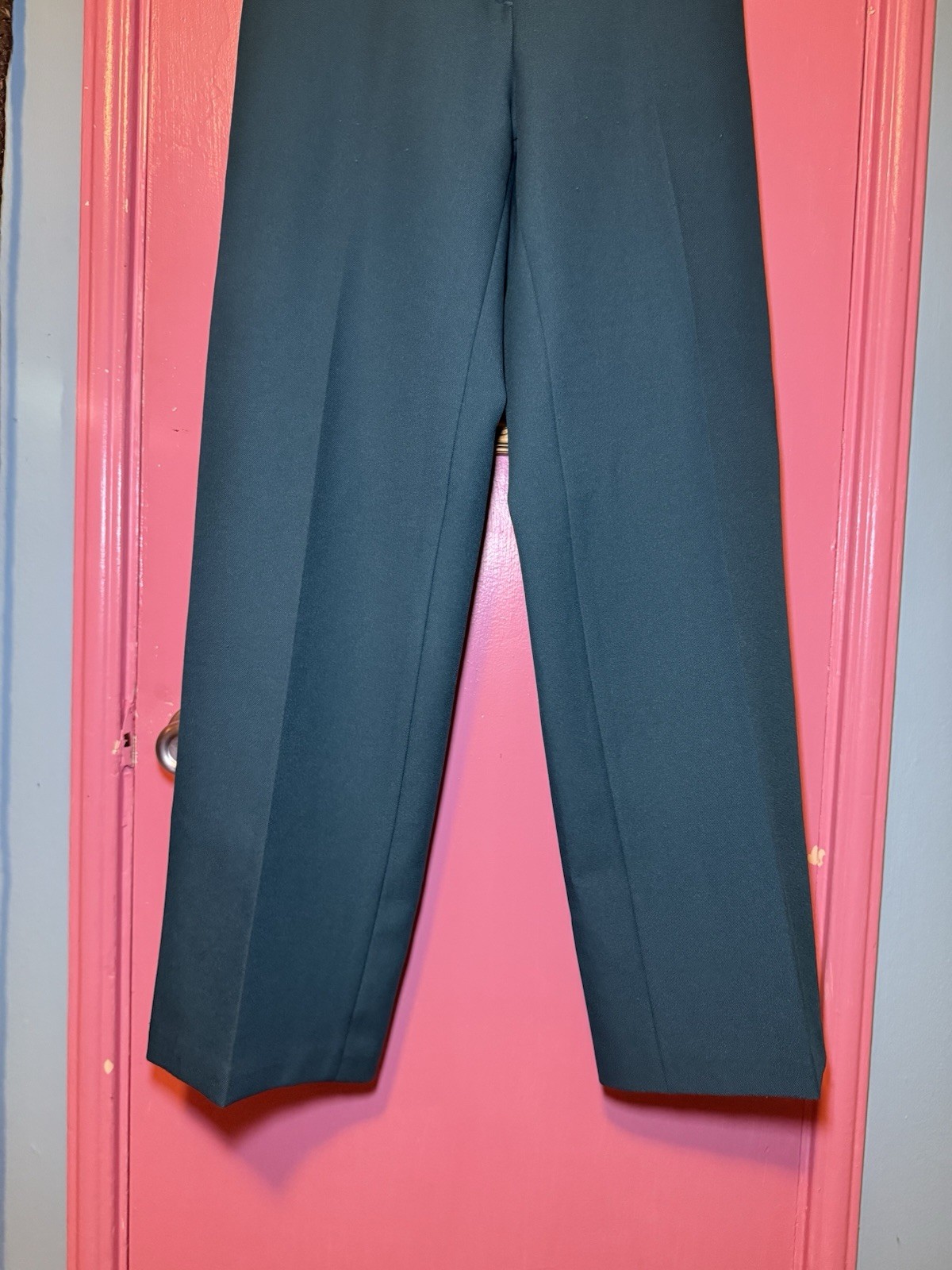 70’s Teal high-waisted trousers front zipper and button closure Size 10 Retro