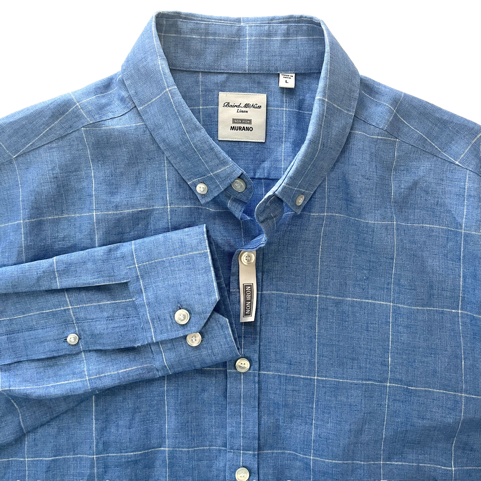 Baird McNutt Murano Linen Dress Shirt Mens Large Minimalist Luxury Old Money