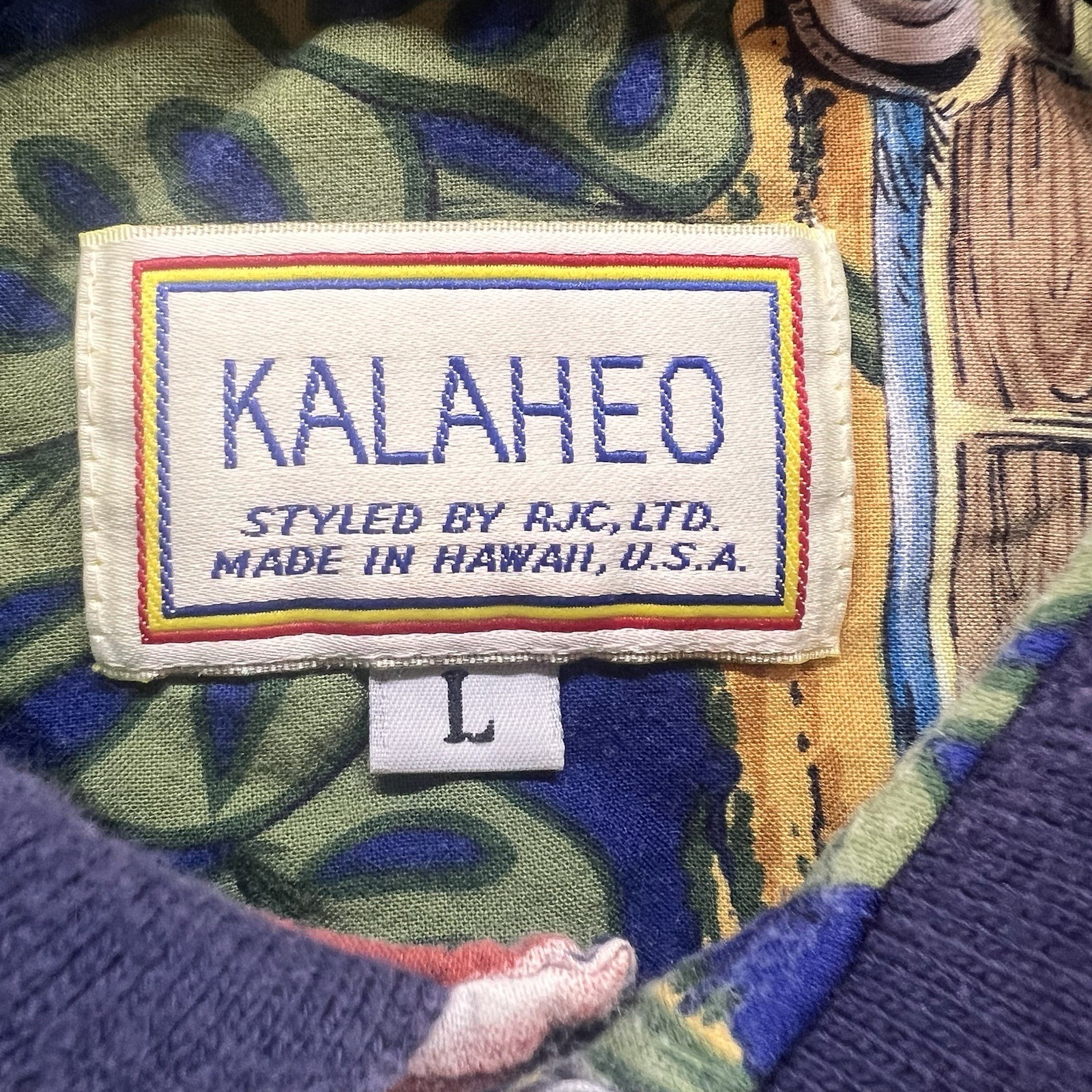 VTG 90s Kalaheo Hawaiian Aloha Classic Cars Shirt Mens Large Black Tropical Tiki