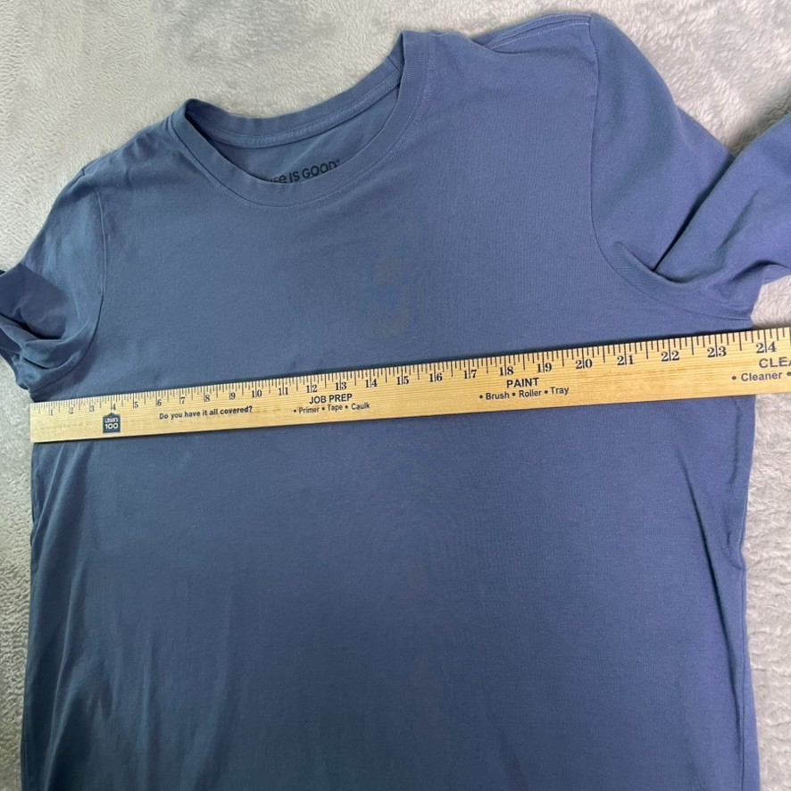 Life is Good Long Sleeve Tee Womens XL Blue Cotton Casual Relaxed Basic Top