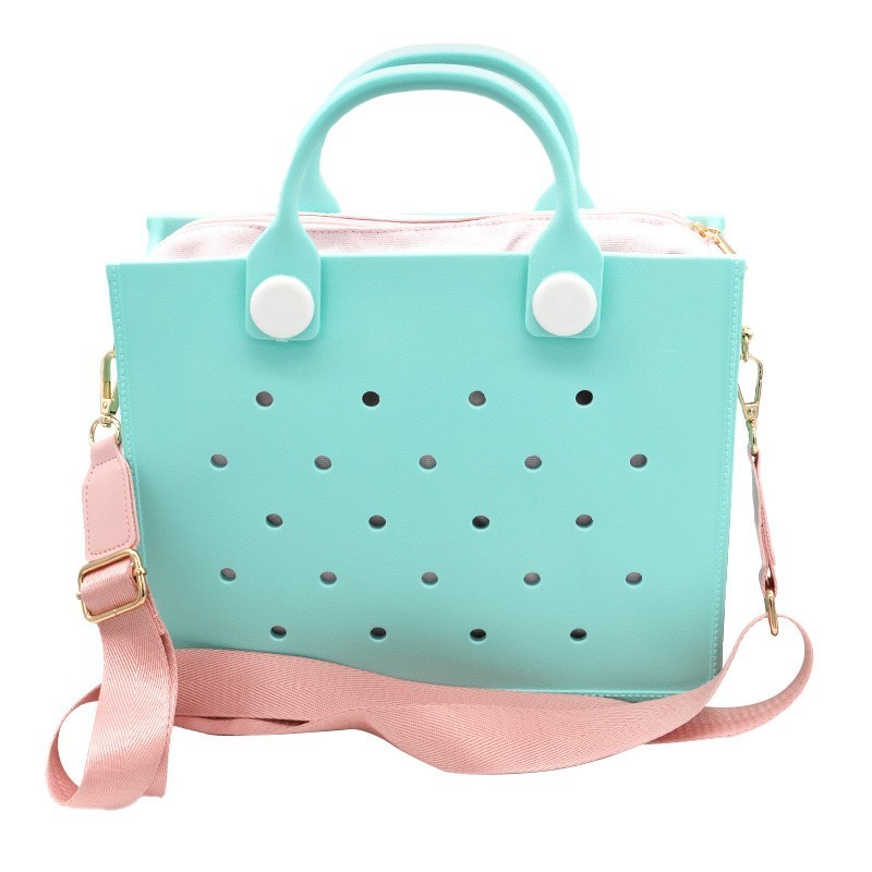 Waterproof EVA Rubber Tote Bag Women Washable Beach Handbag Shoulder Strap Trave