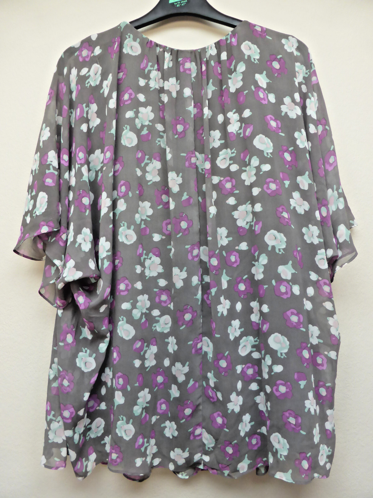 et vous Matalan Loose Blouse Tunic Top Size 14 Grey Purple and Pink Floral