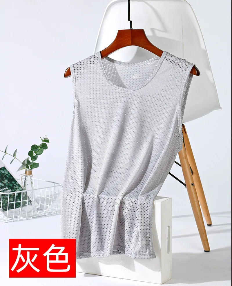 Men’s Vests Casual Male U Collor Sleeveless Breathable Thin Loose Hollow Out.