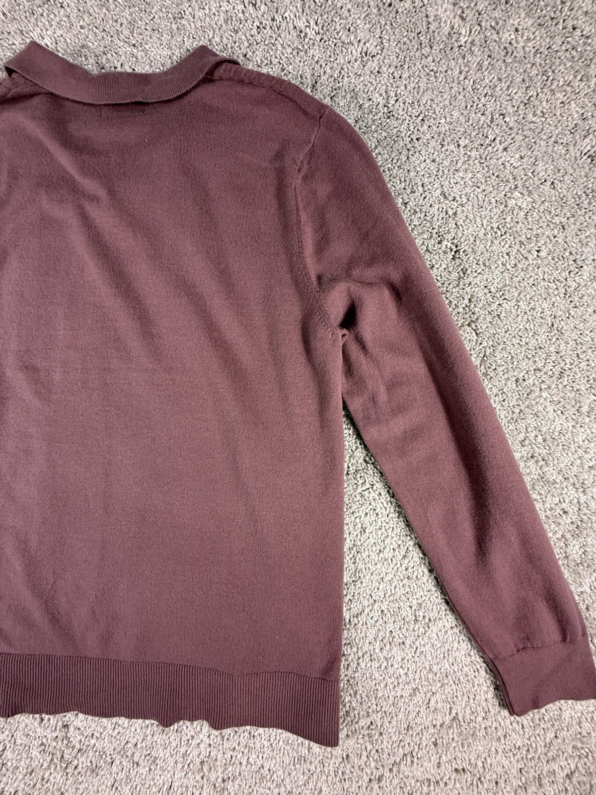 NWT Goodfellow Men’s Long Sleeve Sweater Polo Mulberry Size Large